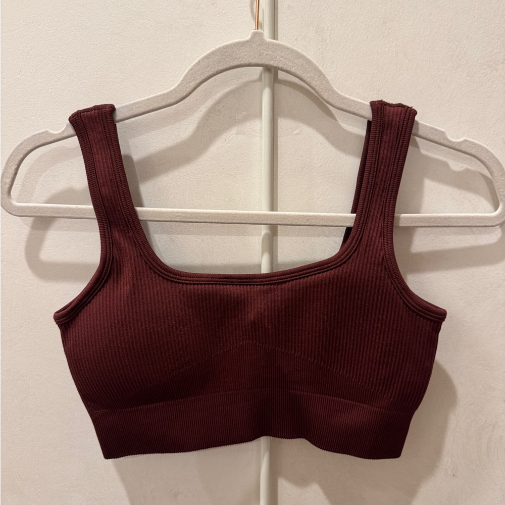 Amazon Ribbed Maroon Sports Bra